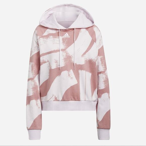 adidas Essentials Print Hooded Relaxed Sweatshirt - Size Medium - Picture 1 of 8